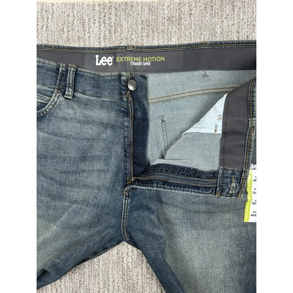Lee Extreme Motion Jeans Mens 46x30 Blue Medium Wash Taper Stretch Big & Tall